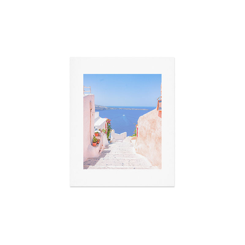 Santorini Greece Mamma Mia Pink Street Art Print Gallery Image 1