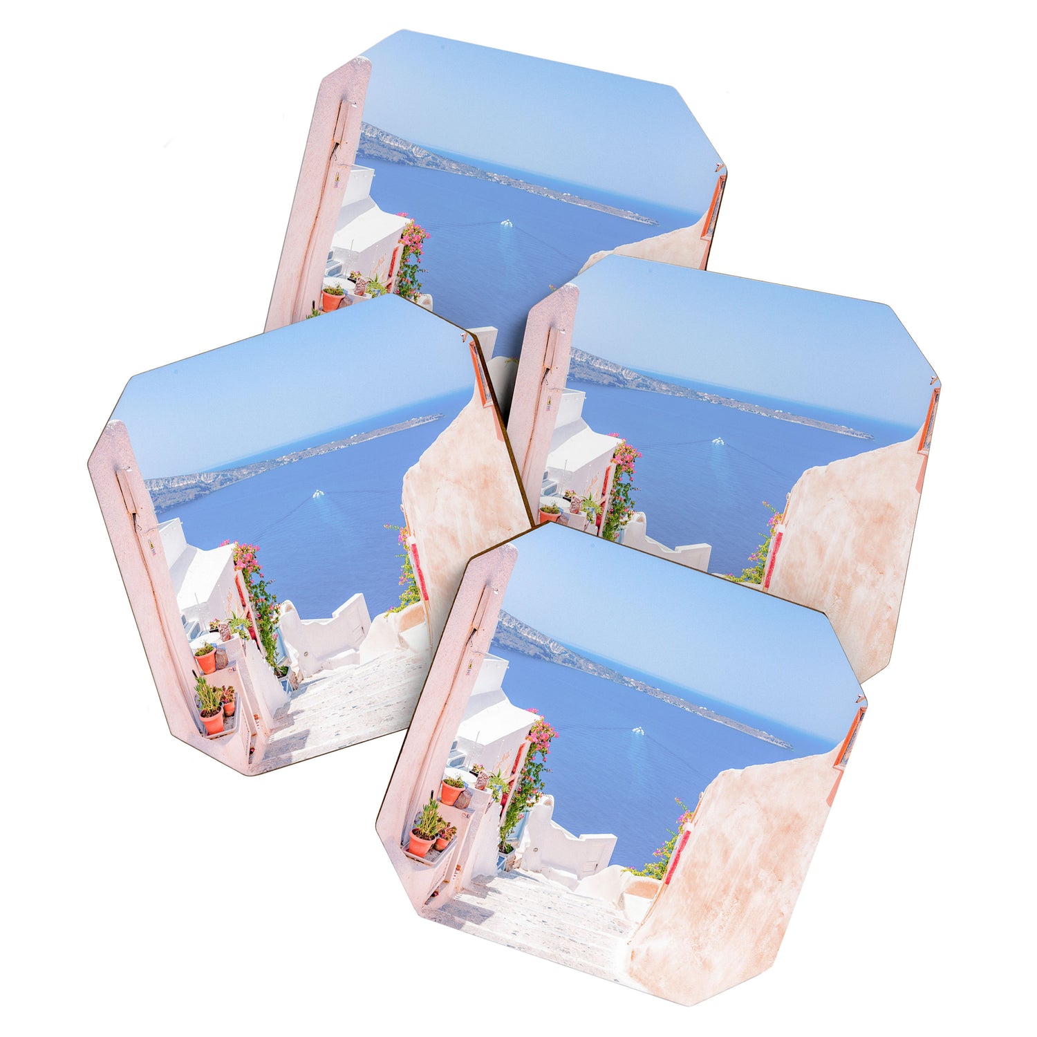 Santorini Greece Mamma Mia Pink Street Coaster Gallery Image 1