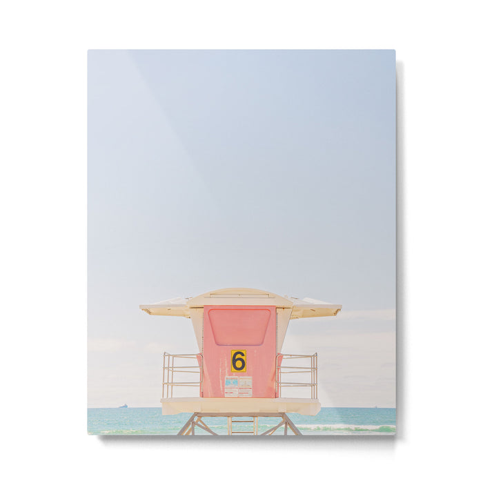 Beach Photography | Pink Lifeguard Tower. No. 6 | California  Metal Print Gallery Image 1