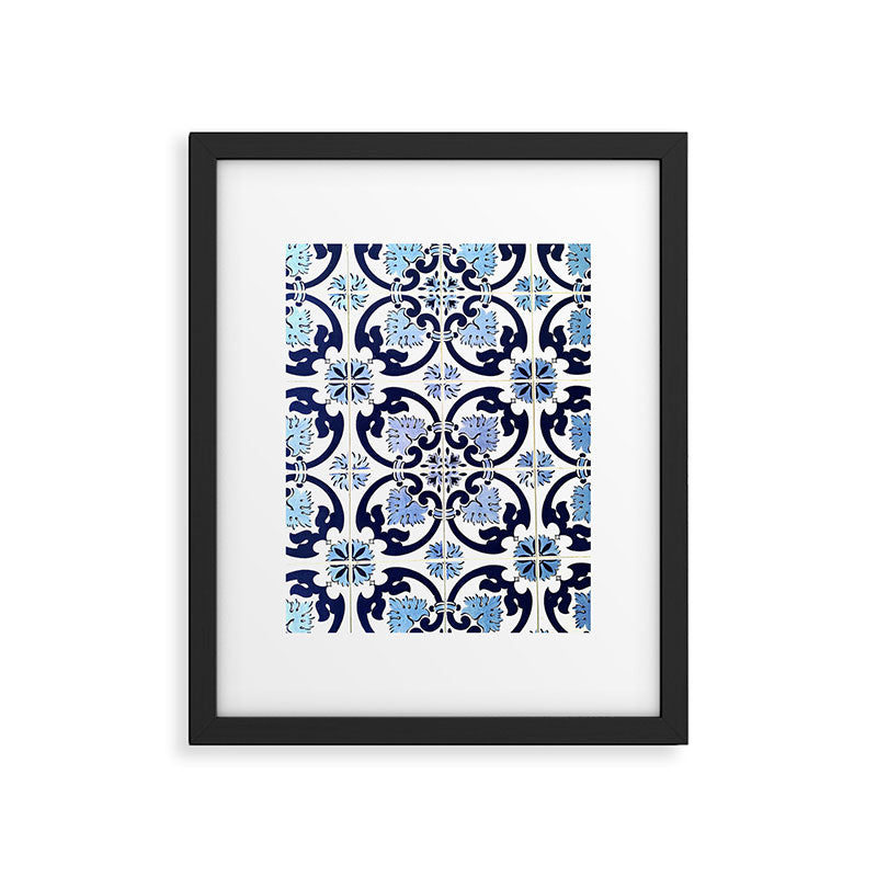 Azulejos, moroccan tiles, Painted tiles, blue, white, portugal Framed Art Print Gallery Image 5