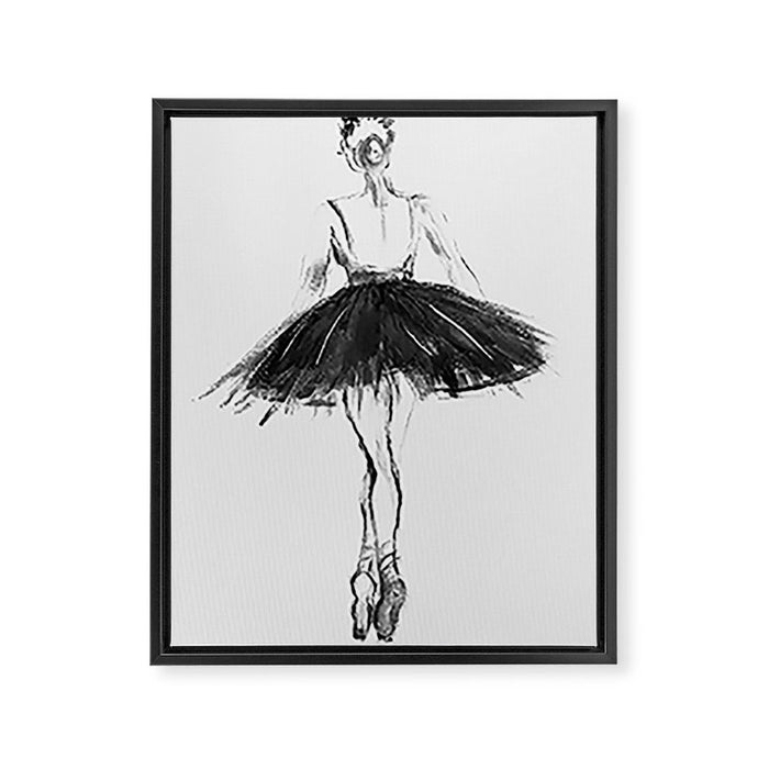 Ballerina, black white, pastel, charcoal Framed Canvas Print Gallery Image 1