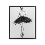 Ballerina, black white, pastel, charcoal Framed Canvas Print Gallery Image 6