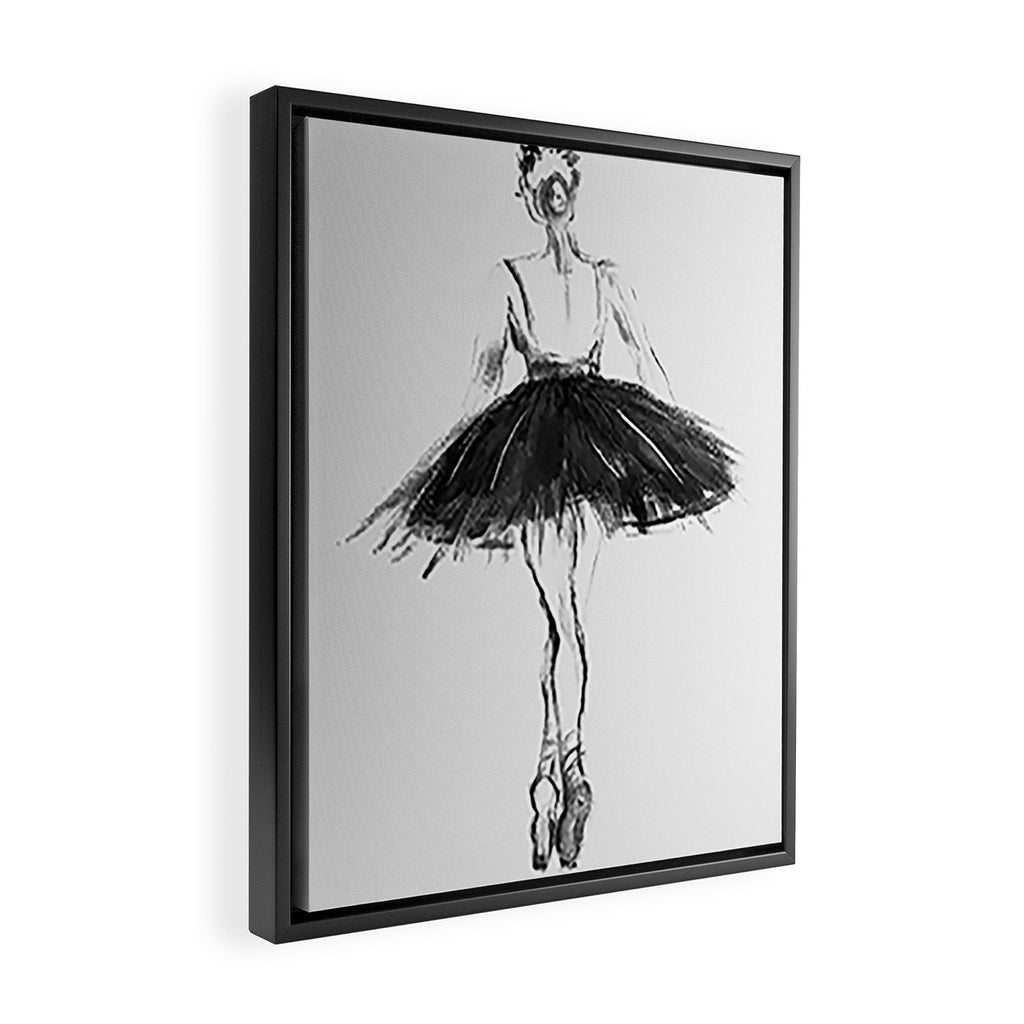 Ballerina, black white, pastel, charcoal Framed Canvas Print Gallery Image 2