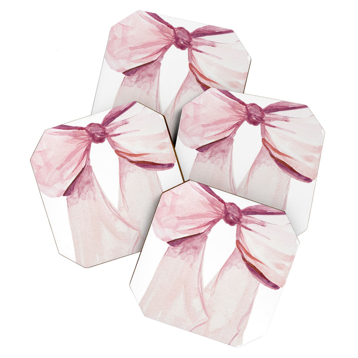 Coquette Bow, light pink, blush Coaster Gallery Image 1