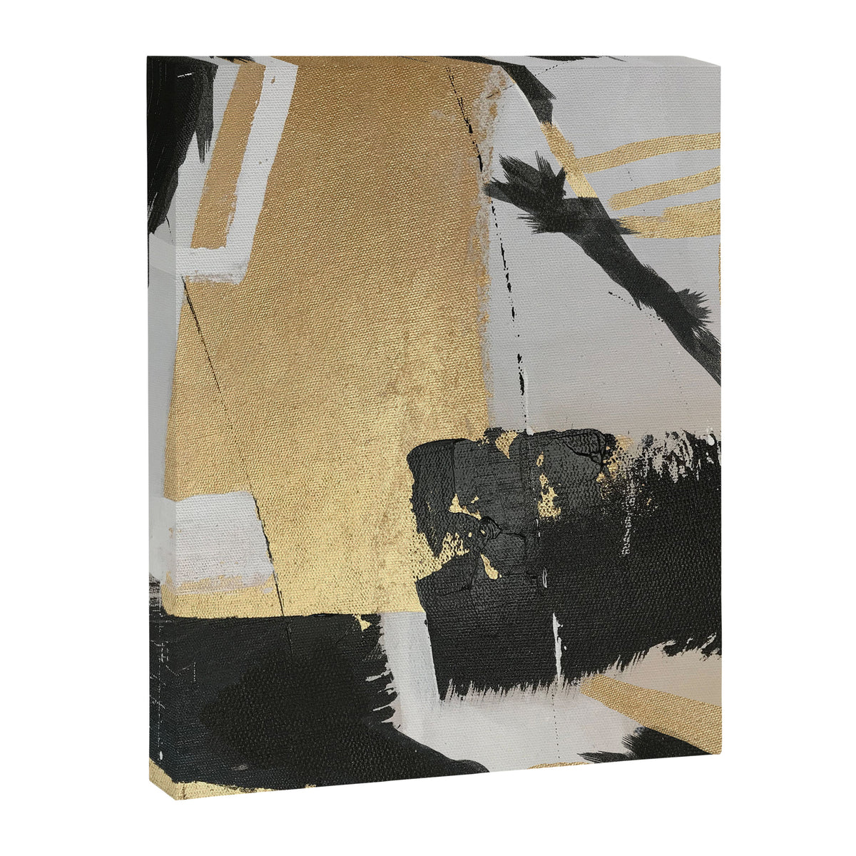 Gold leaf black abstract Canvas Print Gallery Image 6