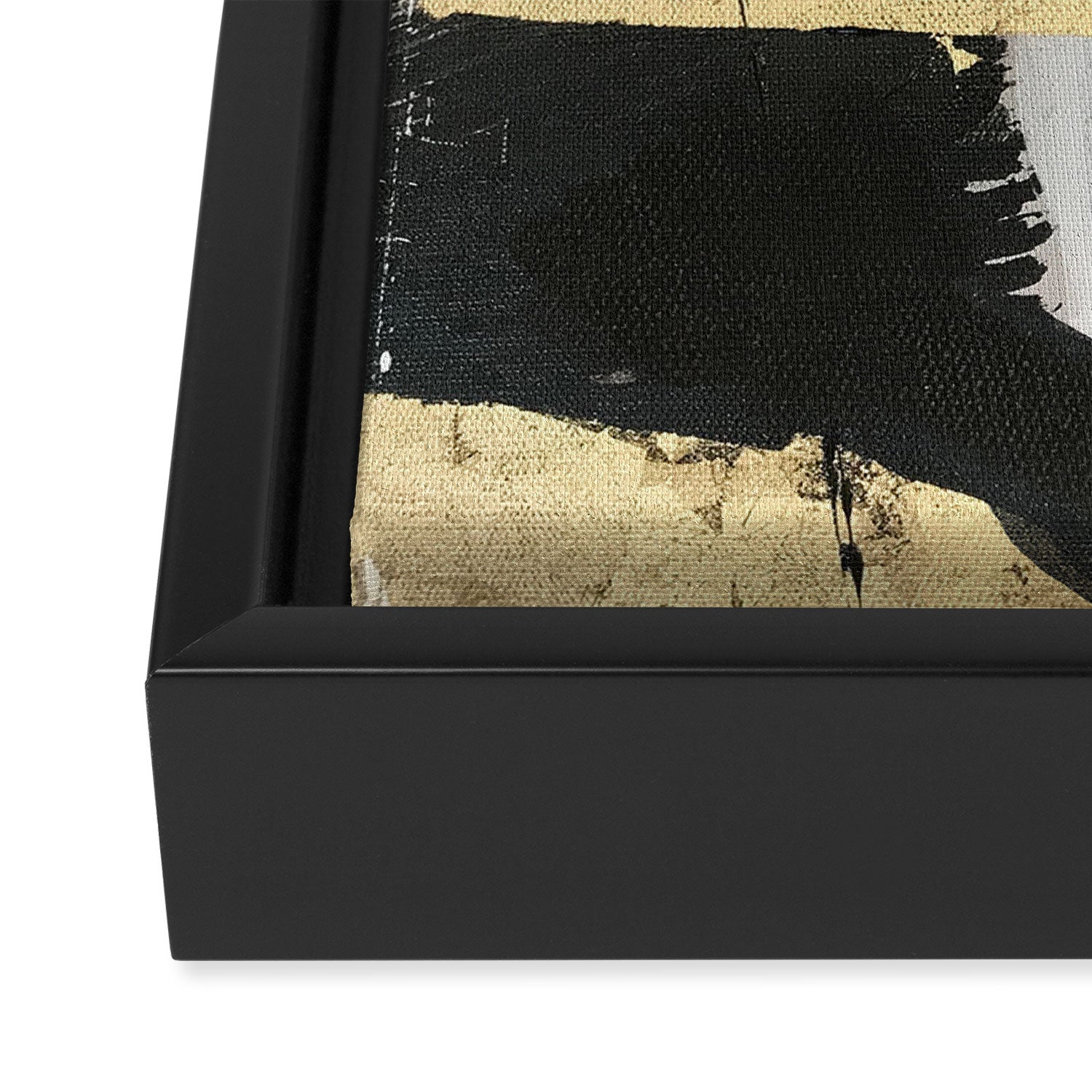 Gold leaf black abstract Framed Canvas Print Gallery Image 3