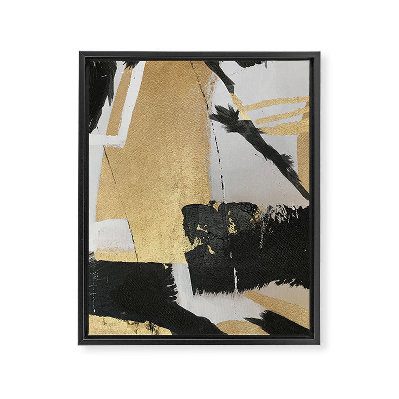 Gold leaf black abstract Framed Canvas Print Gallery Image 6