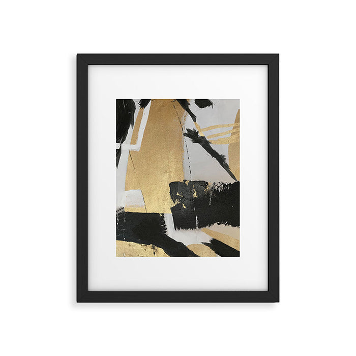 Gold leaf black abstract Framed Art Print Gallery Image 1