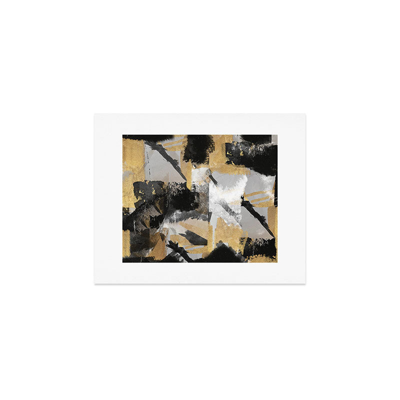 Gold leaf black, geometrical abstract Art Print Gallery Image 1
