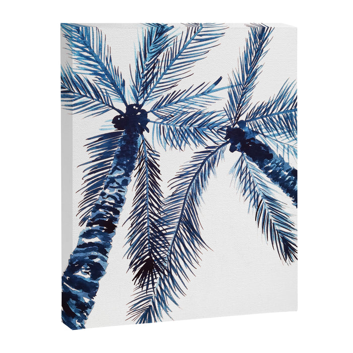Indigo Navy, PALM TREES, upside down Canvas Print Gallery Image 1