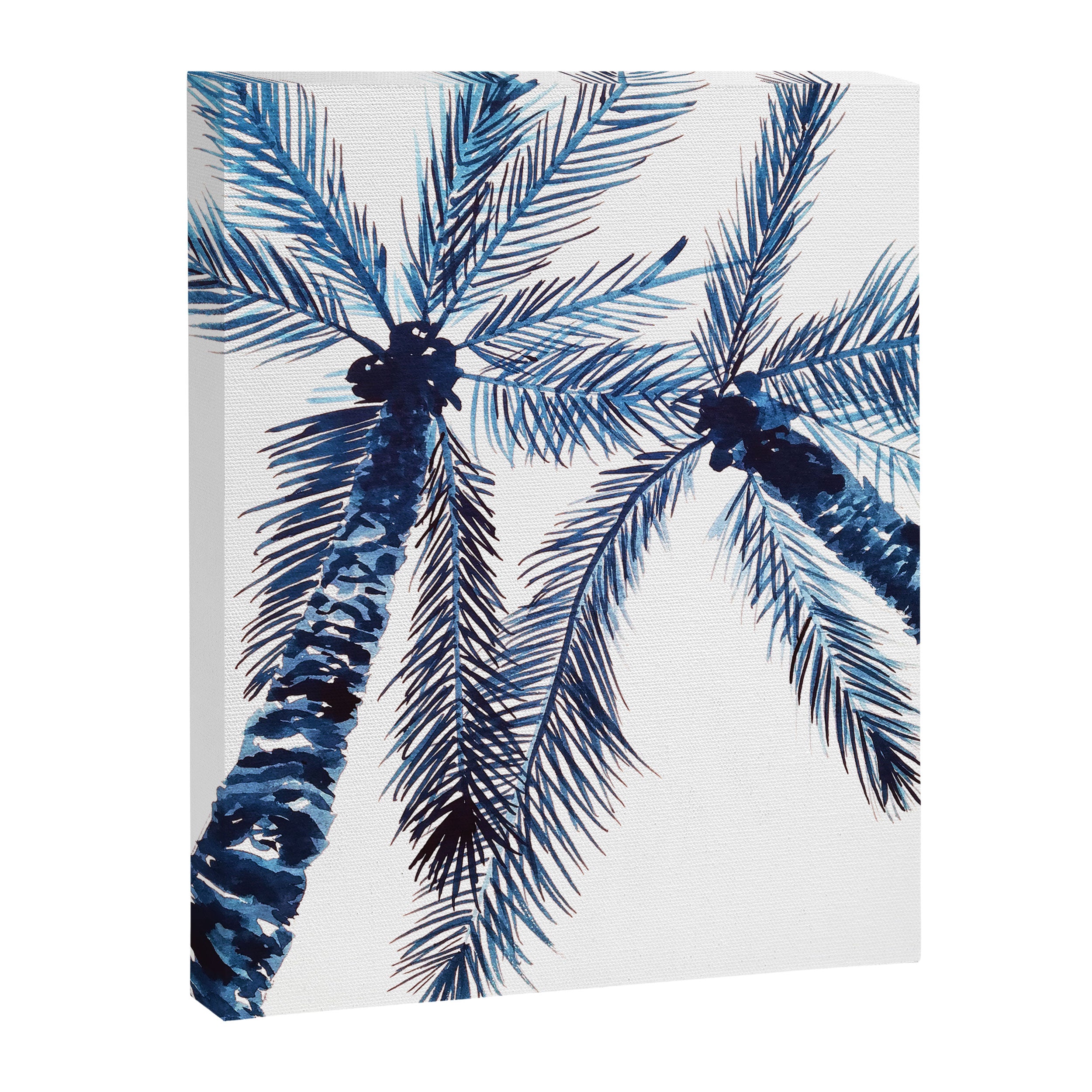 Indigo Navy, PALM TREES, upside down Canvas Print Gallery Image 6