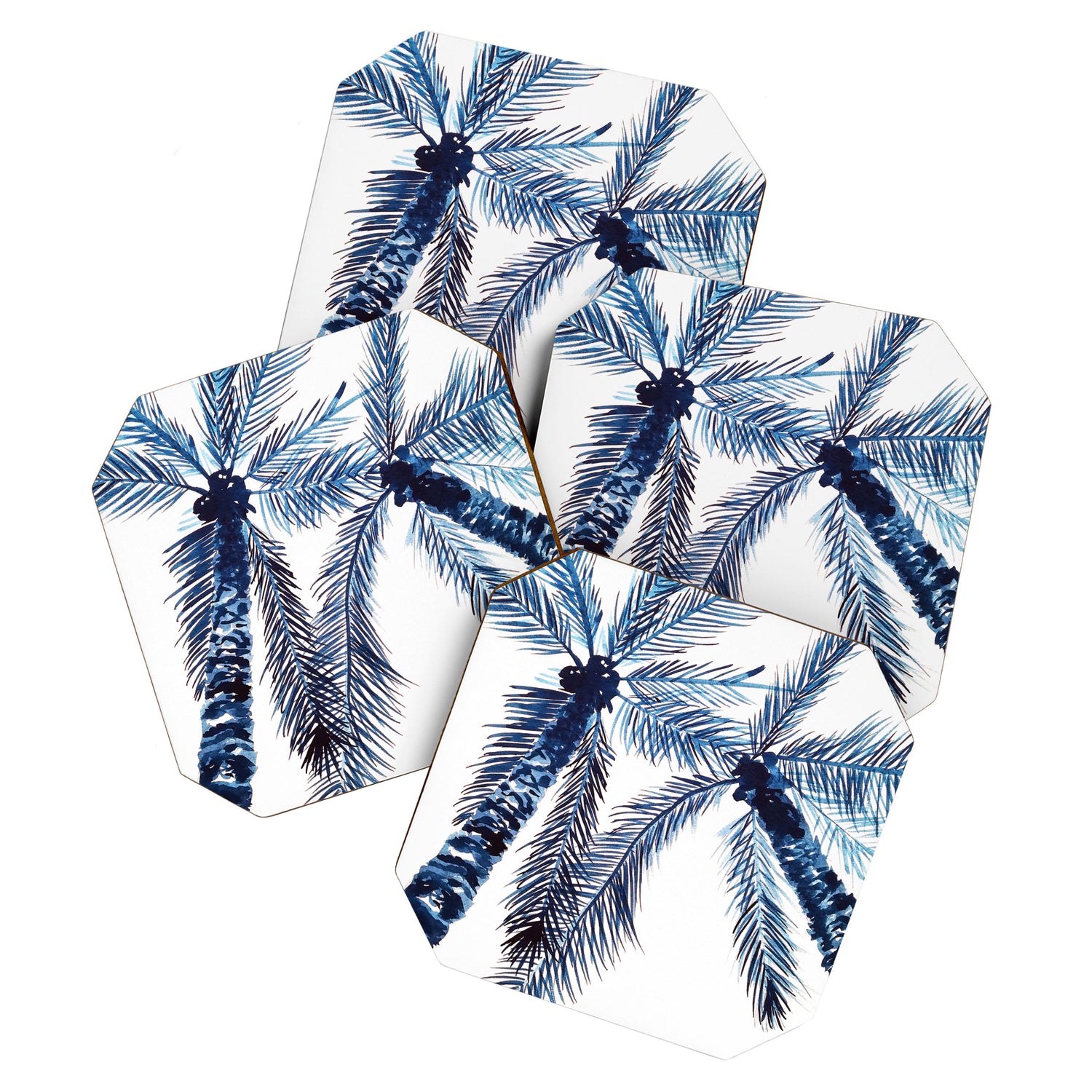 Indigo Navy, PALM TREES, upside down Coaster Gallery Image 1