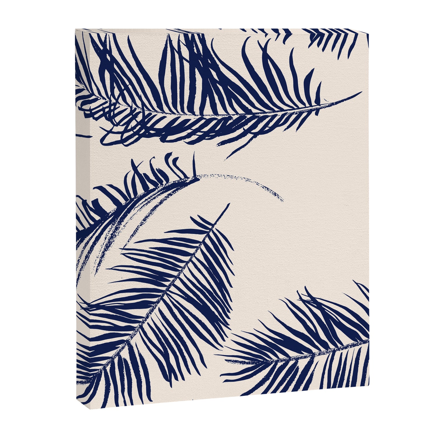 Blue Palm Leaves x Dry Brush Canvas Print Gallery Image 8