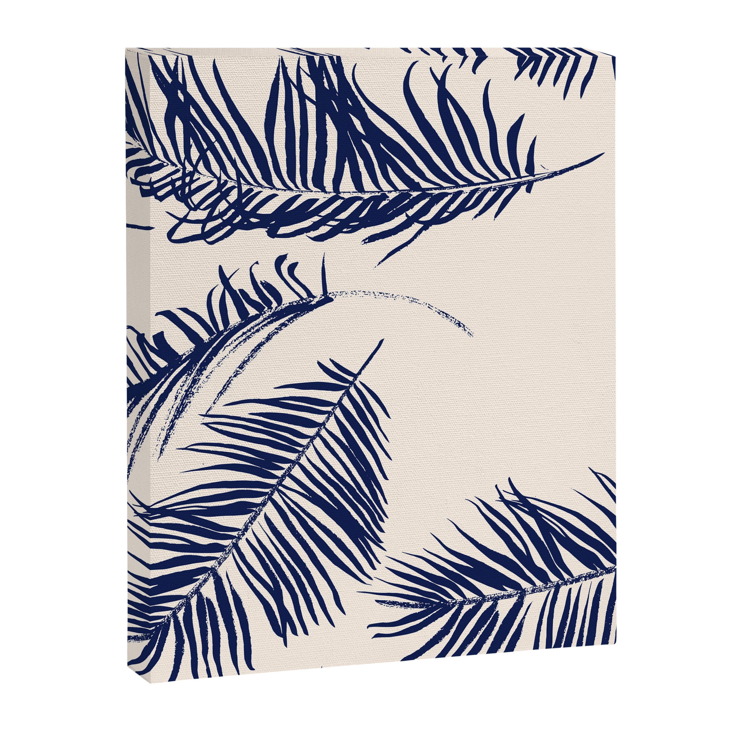 Blue Palm Leaves x Dry Brush Canvas Print Gallery Image 8