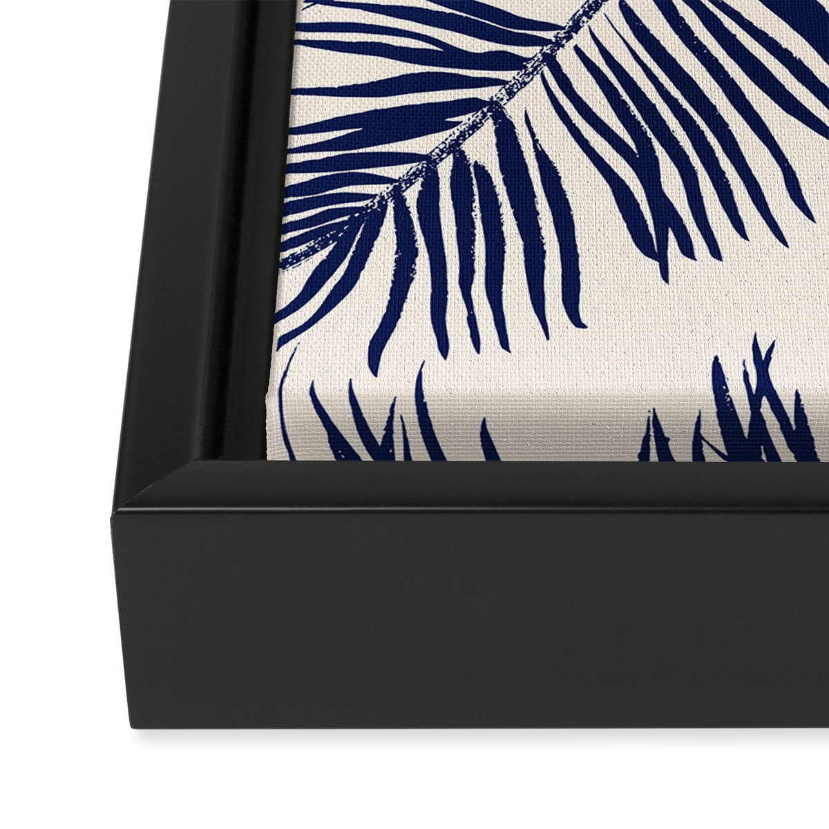 Blue Palm Leaves x Dry Brush Framed Canvas Print Gallery Image 3