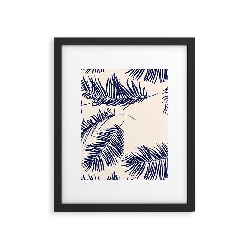 Blue Palm Leaves x Dry Brush Framed Art Print Gallery Image 6