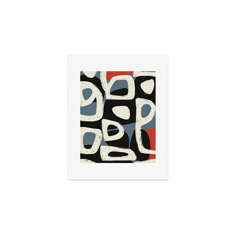 Abstract in Slate and Red Art Print Gallery Image 1