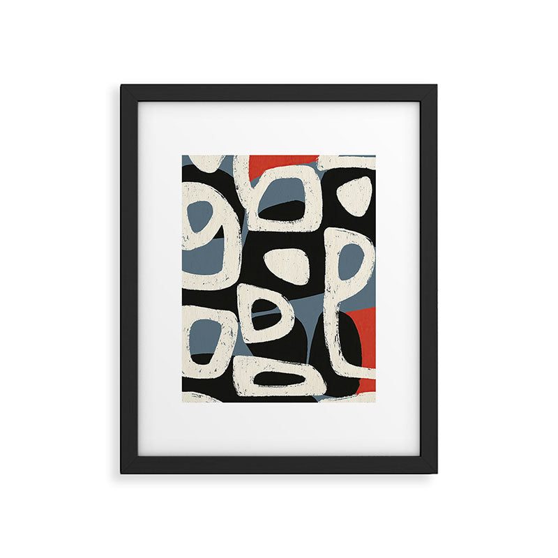 Abstract in Slate and Red Framed Art Print Gallery Image 5