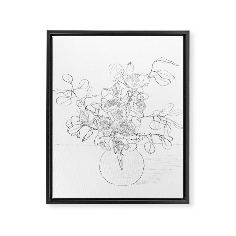 Beautiful Bouquet Line Framed Canvas Print Gallery Image 6