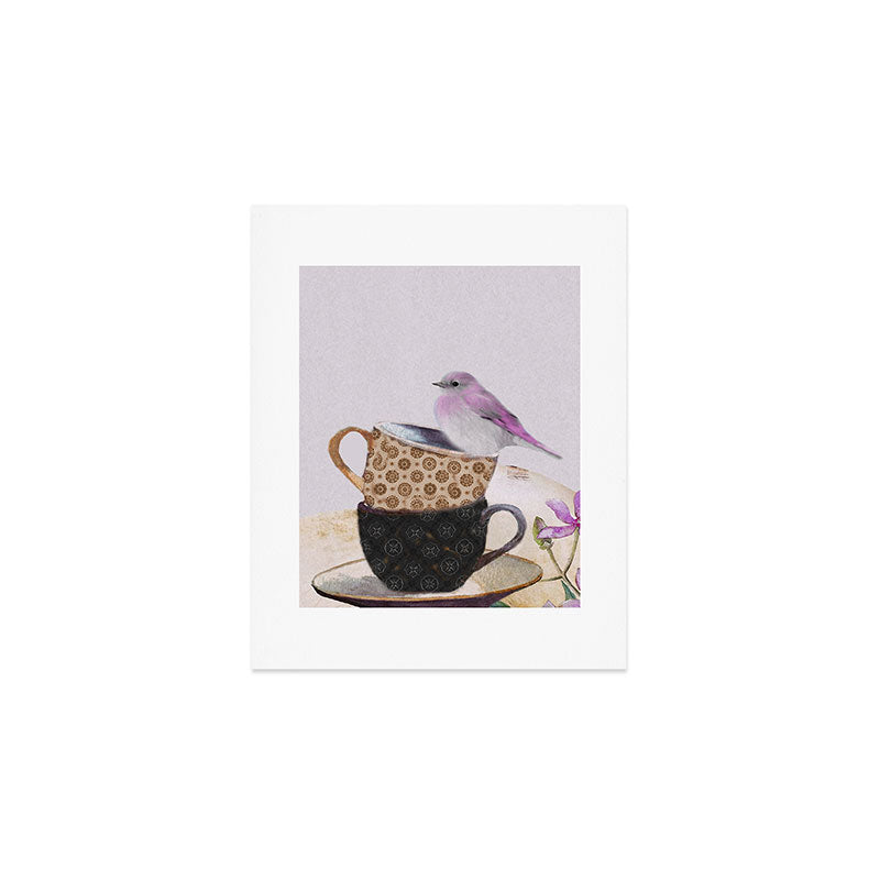 Bird in tea cup Art Print Gallery Image 1