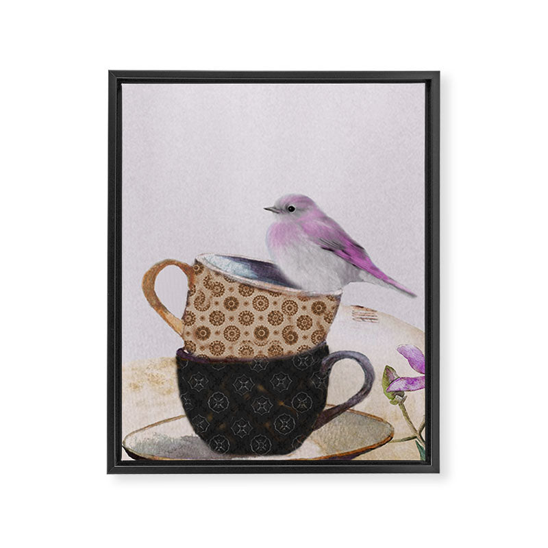 Bird in tea cup Framed Canvas Print Gallery Image 8