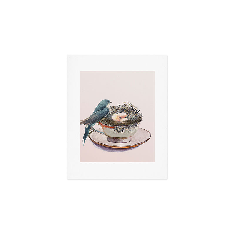 Bird nest in a teacup Art Print Gallery Image 1