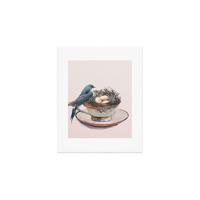 Bird nest in a teacup Art Print Gallery Image 1