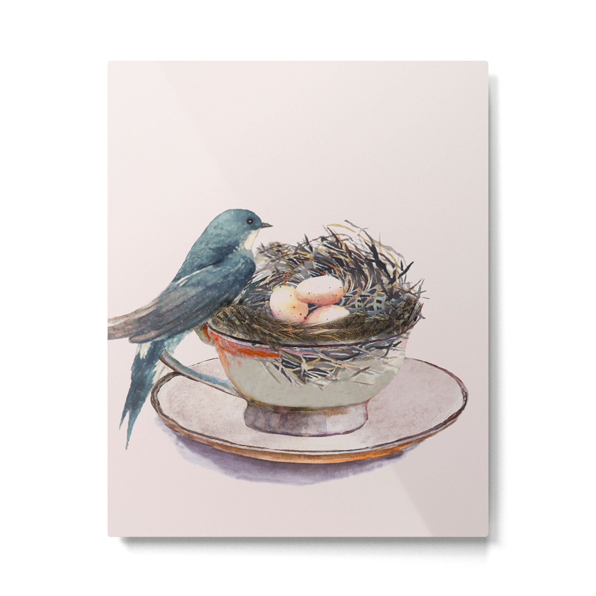 Bird nest in a teacup Metal Print Gallery Image 6