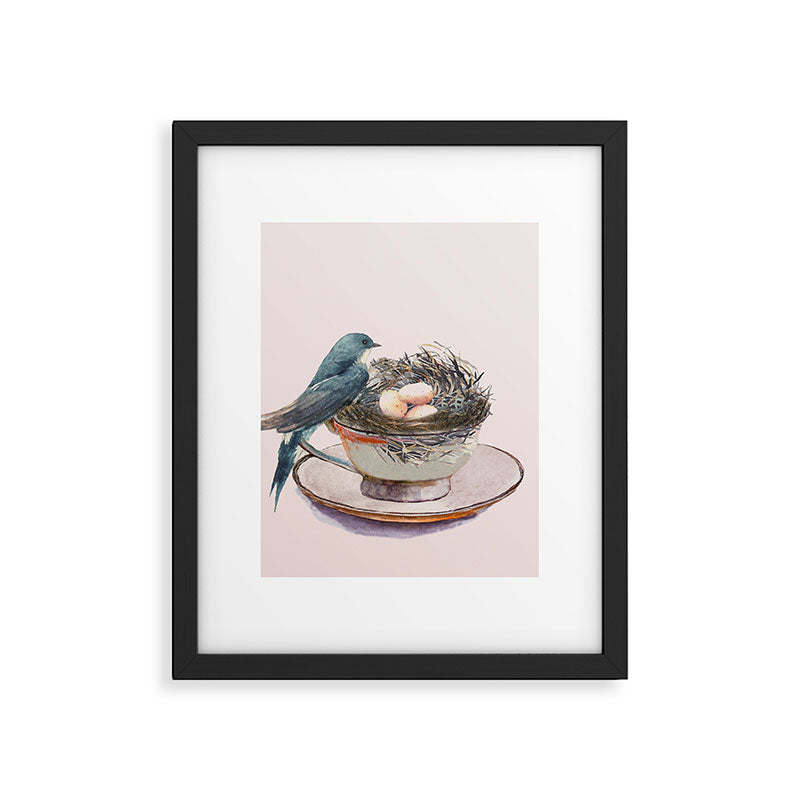 Bird nest in a teacup Framed Art Print Gallery Image 6