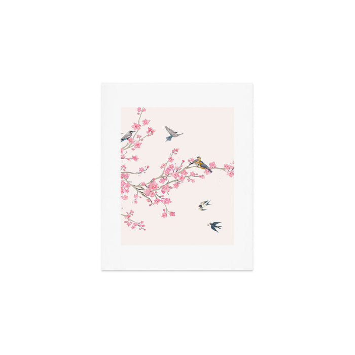 Birds and cherry blossoms Art Print Gallery Image 1
