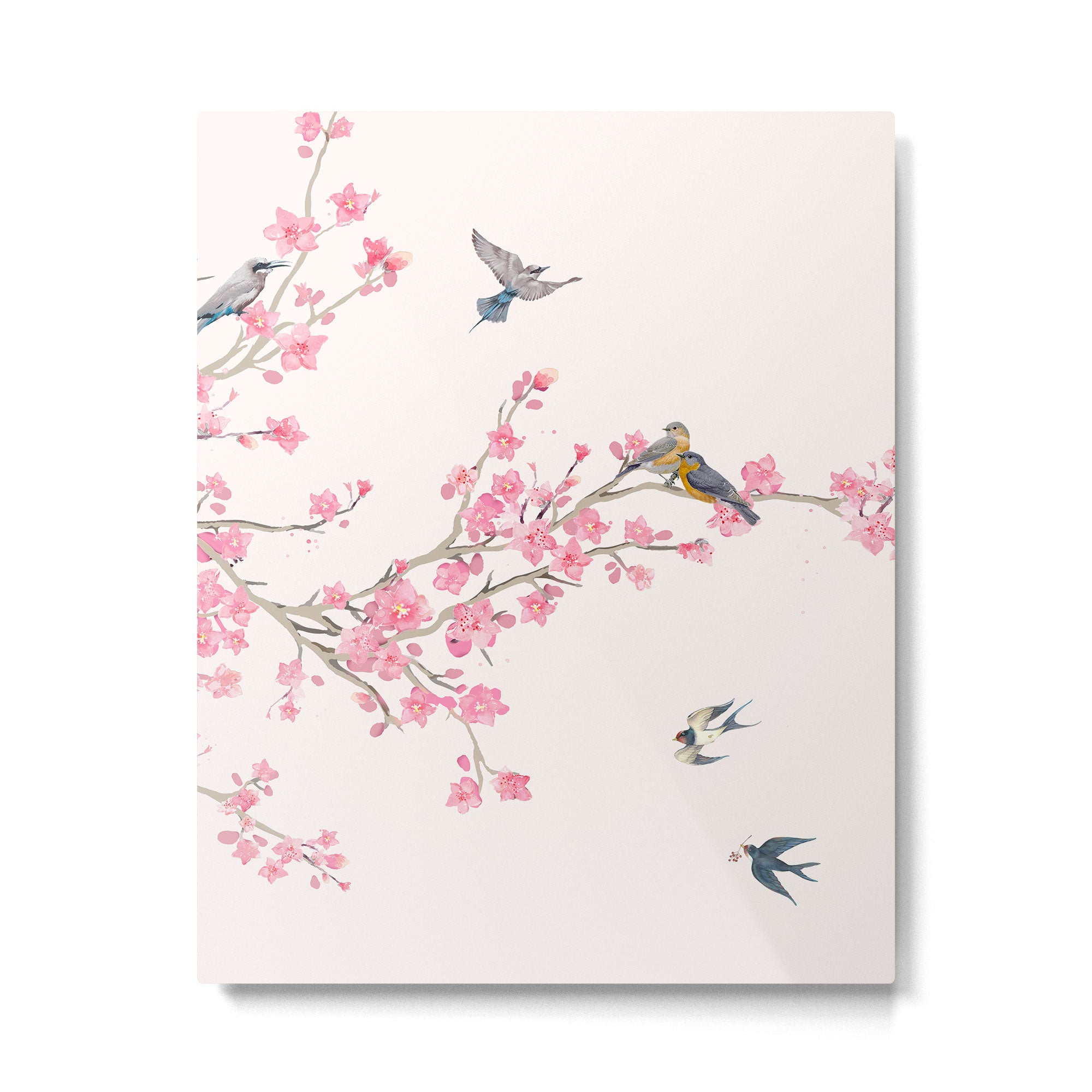 Birds and cherry blossoms Metal Print Gallery Image 6