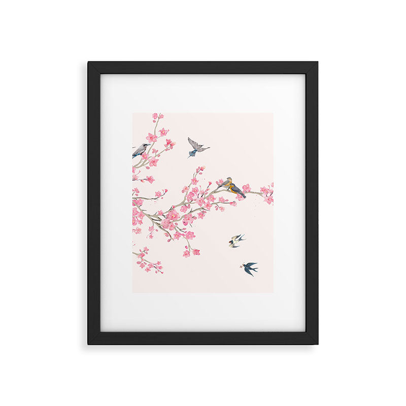 Birds and cherry blossoms Framed Art Print Gallery Image 4
