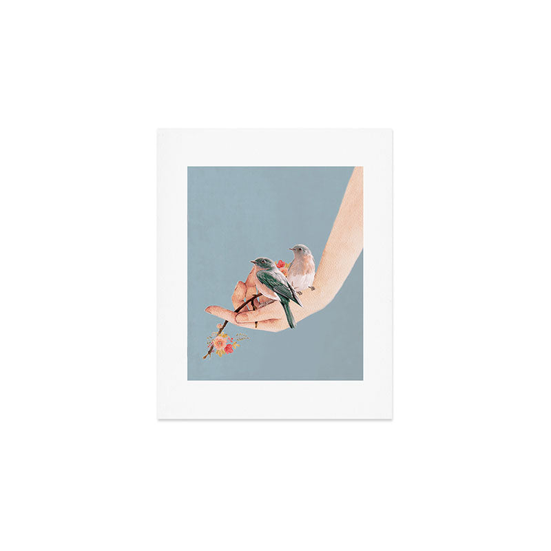 Birds on Hand Art Print Gallery Image 1