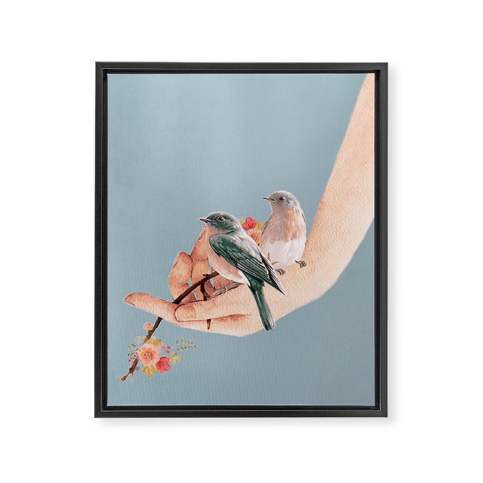 Birds on Hand Framed Canvas Print Gallery Image 1