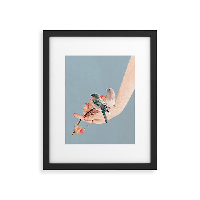 Birds on Hand Framed Art Print Gallery Image 1