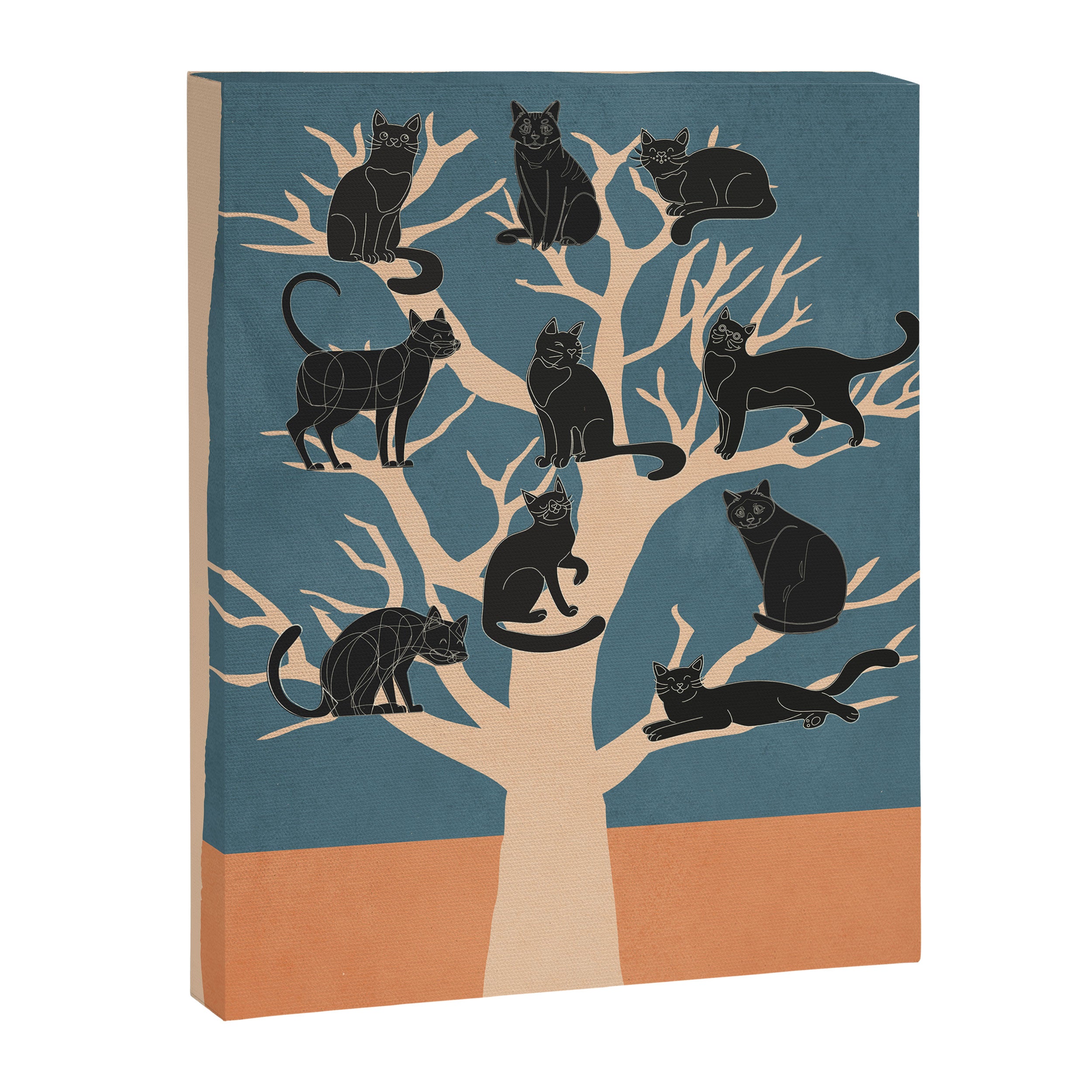 Black Cats in Tree 03 Canvas Print Gallery Image 6