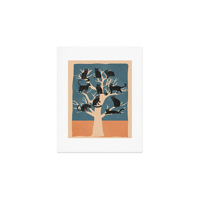 Black Cats in Tree 03 Art Print Gallery Image 1