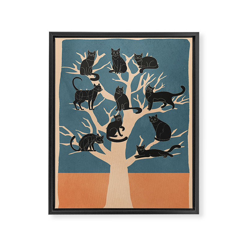 Black Cats in Tree 03 Framed Canvas Print Gallery Image 6