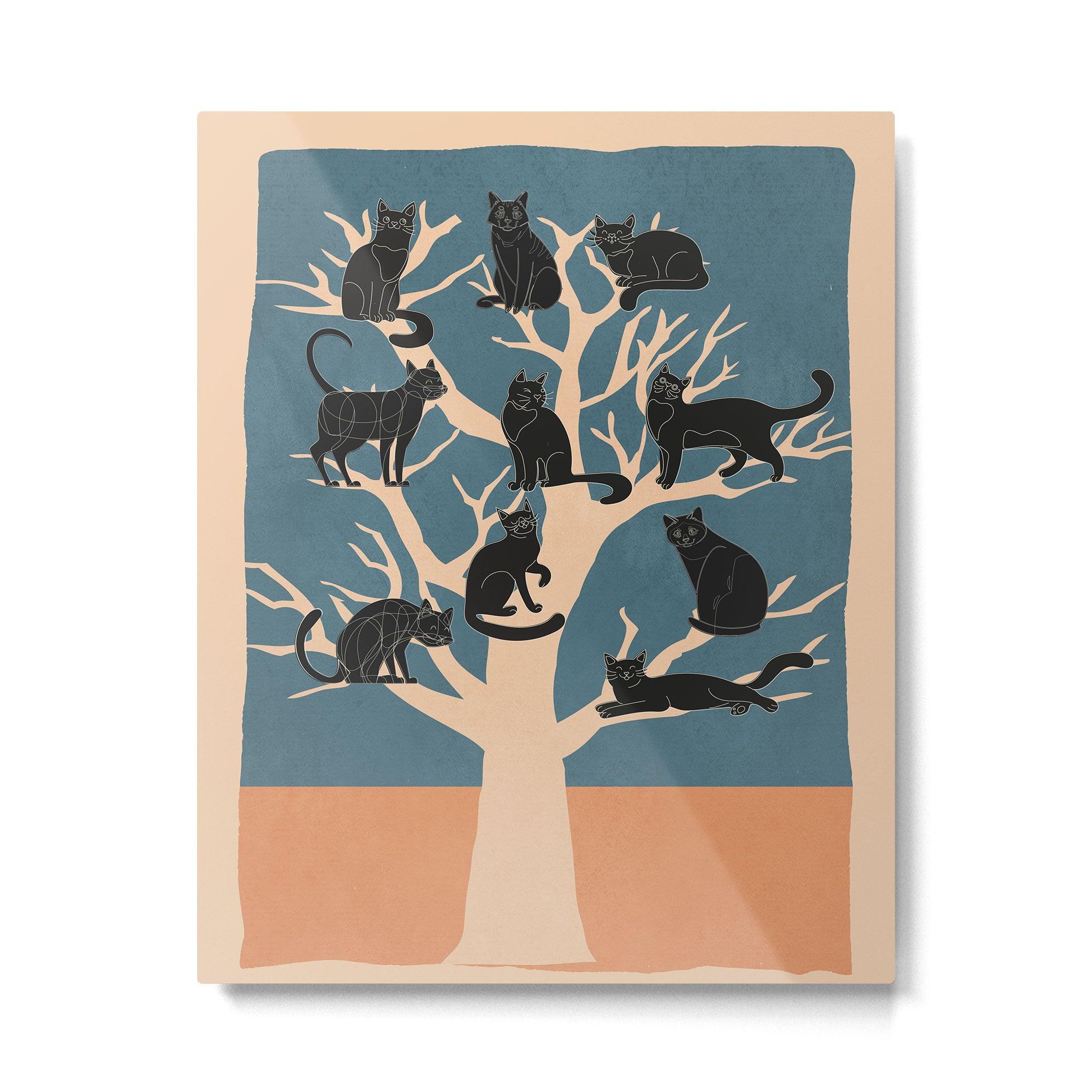 Black Cats in Tree 03 Metal Print Gallery Image 4