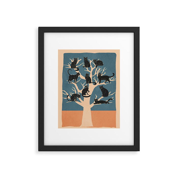 Black Cats in Tree 03 Framed Art Print Gallery Image 1