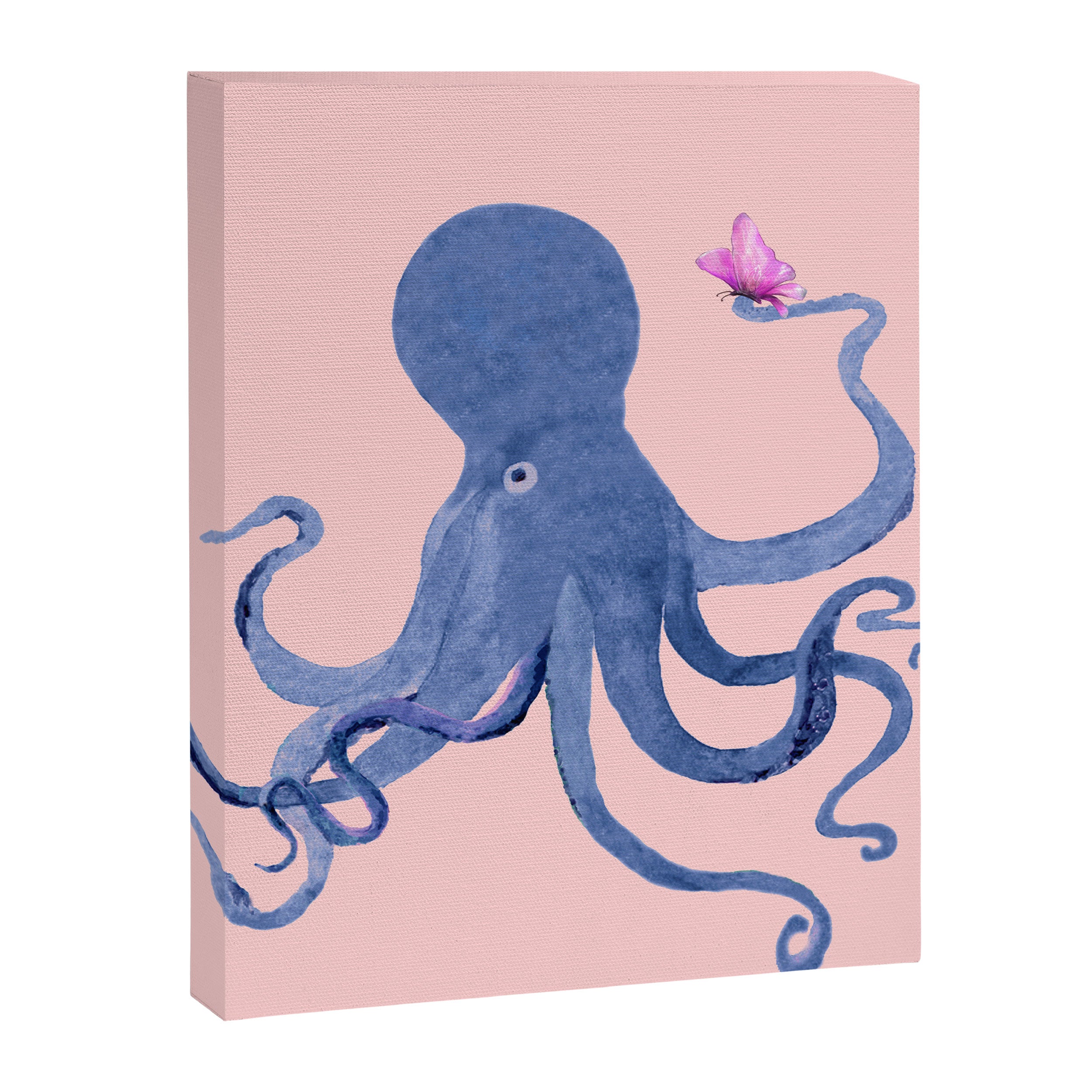 Blue Octopus and Butterfly Canvas Print Gallery Image 6