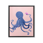 Blue Octopus and Butterfly Framed Canvas Print Gallery Image 6