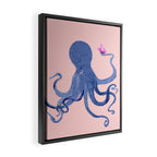 Blue Octopus and Butterfly Framed Canvas Print Gallery Image 2