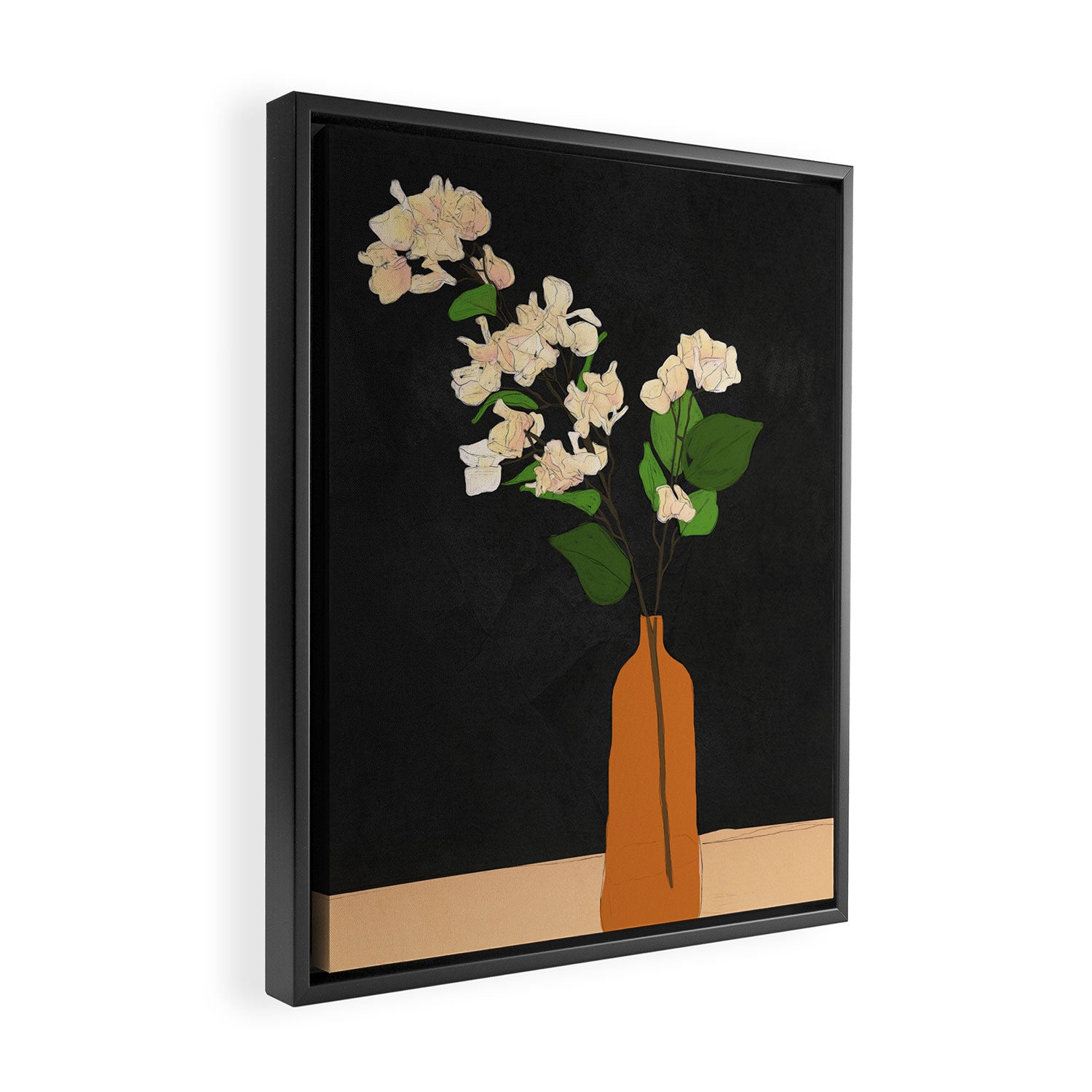 Branches Blooming Black Framed Canvas Print Gallery Image 2