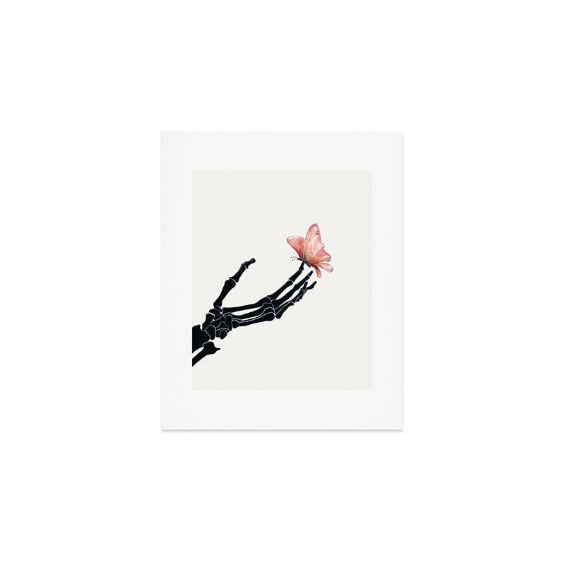 Butterfly on Skeleton Hand Art Print Gallery Image 1