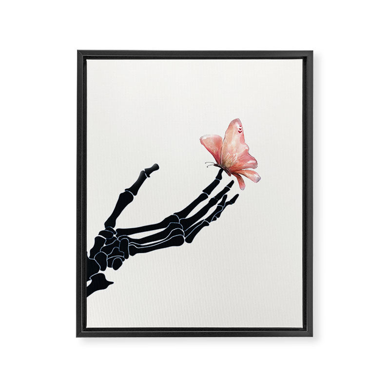 Butterfly on Skeleton Hand Framed Canvas Print Gallery Image 8