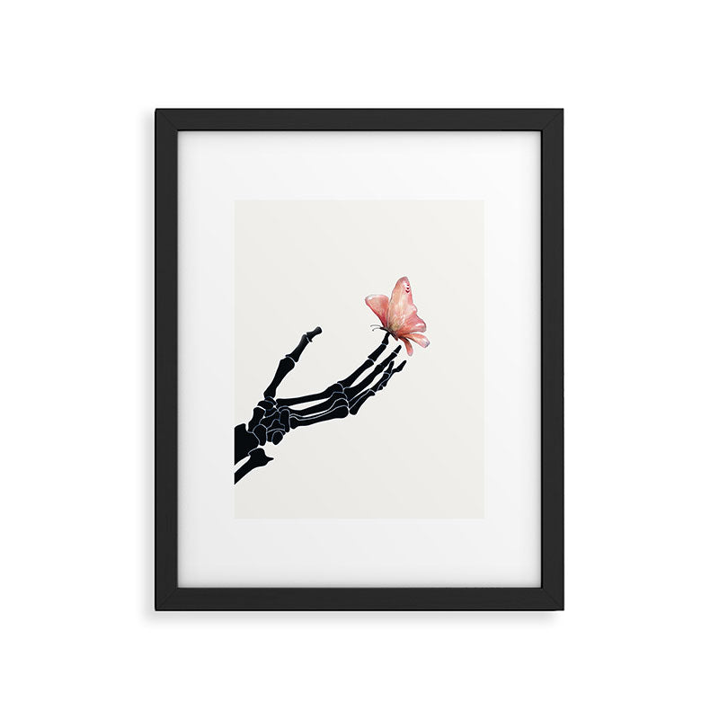 Butterfly on Skeleton Hand Framed Art Print Gallery Image 6