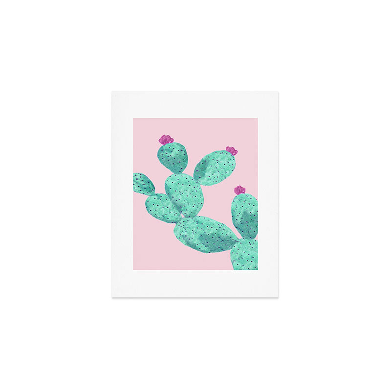 Cactus with pink flowers Art Print Gallery Image 1