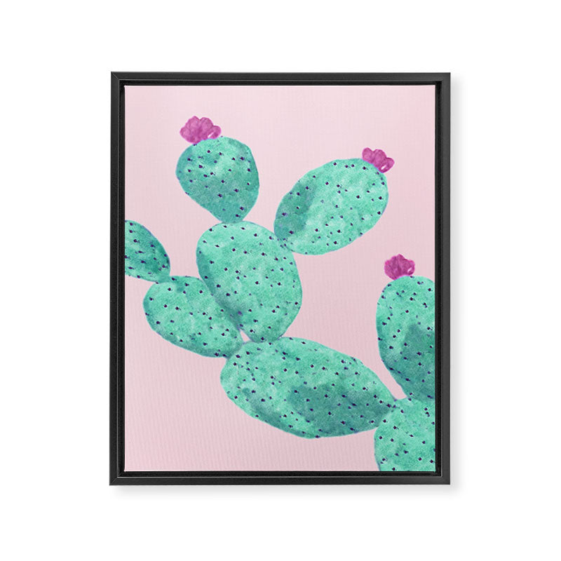 Cactus with pink flowers Framed Canvas Print Gallery Image 8