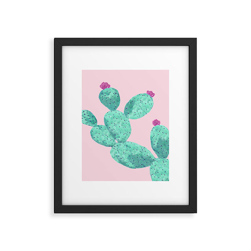 Cactus with pink flowers Framed Art Print Gallery Image 6